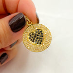 Load image into Gallery viewer, DP560. Diamond Sterling Silver Round Heart Pendant with Black Diamonds