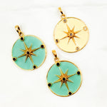 Load image into Gallery viewer, DP721A. Diamond Sterling Silver Star Enamel Pendant with Gemstone