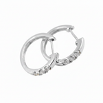 Load image into Gallery viewer, EHD56010. 14K Solid Gold Diamond Hoop Earrings