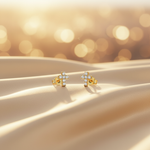Load image into Gallery viewer, ER427136. 14k Solid Gold Diamond and Gemstone Cross Stud Earrings