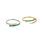 Load image into Gallery viewer, 14K Solid Gold Double Band Diamond and Emerald Ring. RN117760
