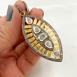 Load image into Gallery viewer, DP204. Diamond Sterling Silver Leaf Shape Pendant with Polki Diamond