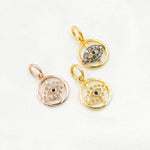 Load image into Gallery viewer, DC340. Diamond Sterling Silver Round Eye Charm with Gemstone