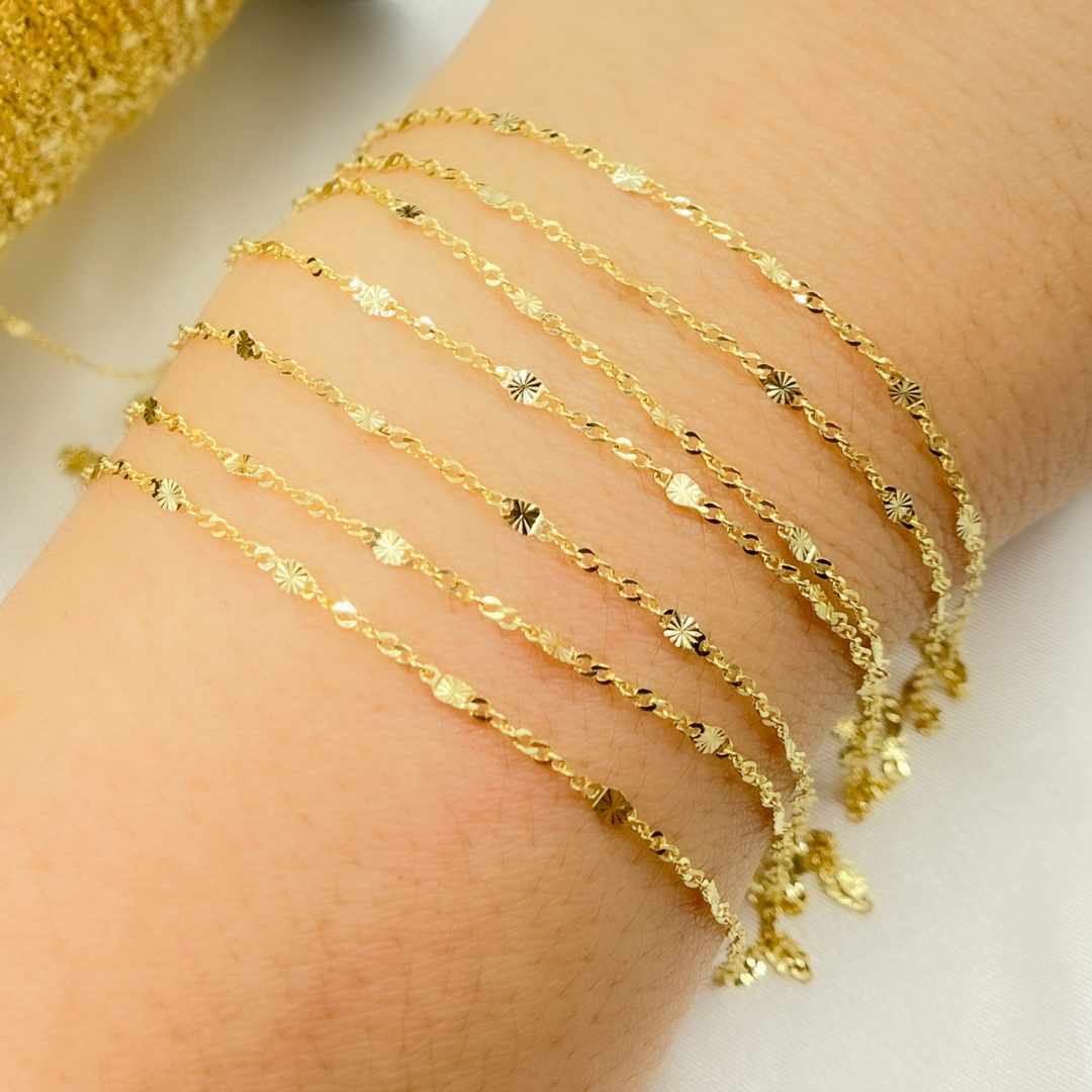 14k Solid Gold Singapore Chain & Diamond Cut Oval Link Chain
