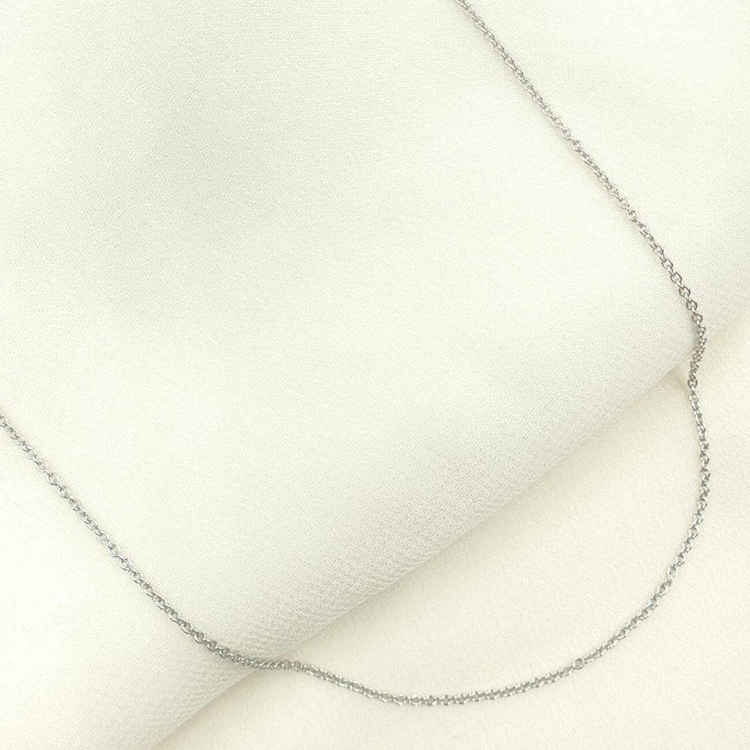 14K Solid White Gold Cable Chain