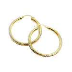 Load image into Gallery viewer, GER72. 14K Gold Tri-Color Hollow Hoop Earrings with Engraved Tornado Design
