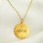 Load image into Gallery viewer, 14K Solid Gold Sun Shape Pendant with Diamonds. GDP341