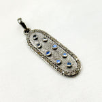 Load image into Gallery viewer, Diamond Sterling Silver Oval Pendant with Gemstone