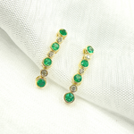 Load image into Gallery viewer, EFD52175EM. 14K Solid Gold Diamond & Emerald Dangle Earrings