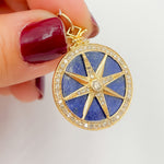 Load image into Gallery viewer, KG69. 14K Solid Gold Star Round Pendant