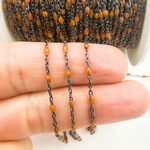 Load image into Gallery viewer, Oxidized Sterling Silver Enamel Orange Color Cable Chain