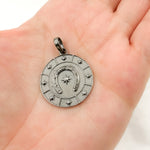 Load image into Gallery viewer, DP731. Diamond Sterling Silver Horseshoe Round Pendant