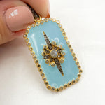 Load image into Gallery viewer, Buy Now Diamond Sterling Silver Rectangle Enamel Pendant with Gemstone
