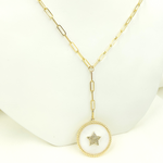 Load image into Gallery viewer, NFC71047MOP. 14K Solid Gold Paperclip Necklace with Mother of Pearl Charm