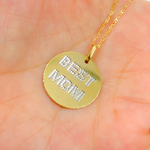 Load image into Gallery viewer, GDP677. 14k Solid Gold Best Mom Medallion Charm