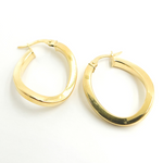 Load image into Gallery viewer, GER93. 14K Solid Gold Flat & Twisted Hoop Earrings