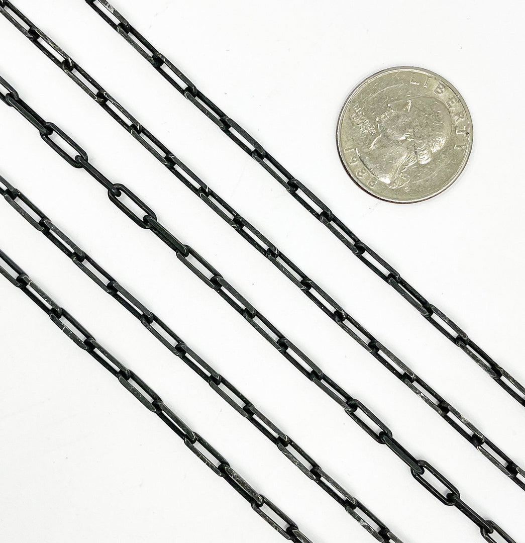 Black Rhodium 925 Sterling Silver  Matte Paperclip Chain. X26BRM