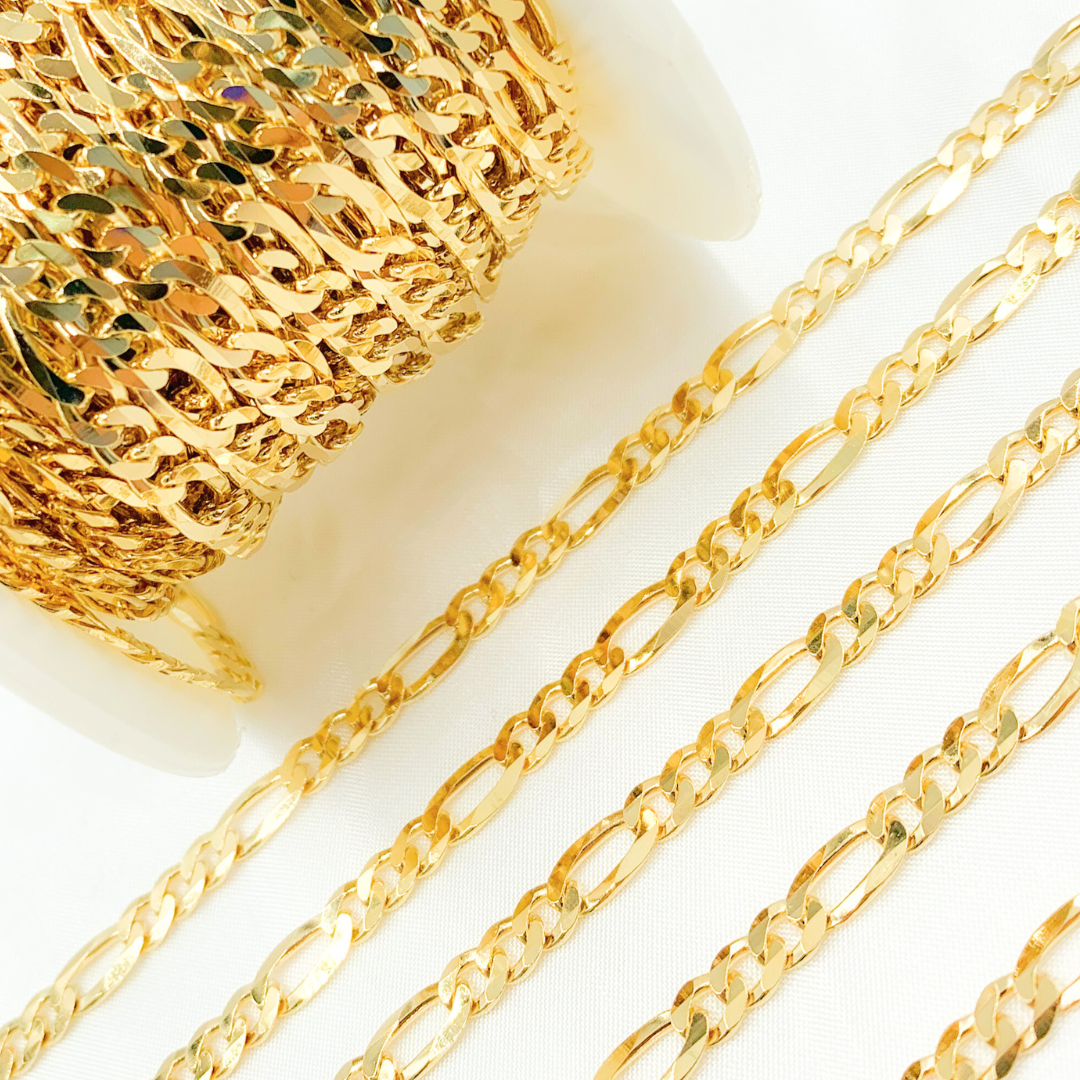 Y86GP. Gold Plated 925 Sterling Silver Ultra Flat Figaro Chain