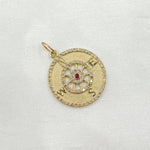 Load image into Gallery viewer, 14K Solid Gold Diamond Compass Circle Charm. GDP433