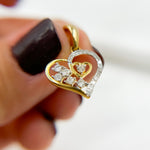 Load image into Gallery viewer, EJP1524. 14K Solid Gold Diamond Heart Charm with Small Heart and Diamonds in the Center