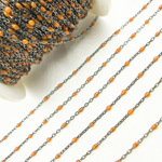 Load image into Gallery viewer, Oxidized 925 Sterling Silver Enamel Orange Color Cable Chain. V203OROX
