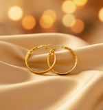 Load image into Gallery viewer, GER2. 14K Solid Gold Textured Hollow Hoops Earrings