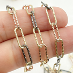 Load image into Gallery viewer, Sterling Silver Tri-Color Diamond Cut Paperclip Chain