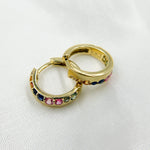Load image into Gallery viewer, HP402697. 14K Solid Yellow Gold Diamond and Multi Sapphire Hoop Earring