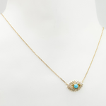 Load image into Gallery viewer, NFG71492TQ. 14K Solid Gold Diamond and Turquoise Eye Necklace