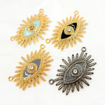 Load image into Gallery viewer, DP508A. Diamond Sterling Silver Eye Enamel Pendant with Gemstone