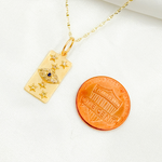 Load image into Gallery viewer, GDP664. 14K Solid Gold Diamond Rectangle Eye and Stars Charm