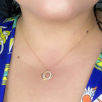 Load image into Gallery viewer, 14K Solid Gold Diamond Fancy Circle Necklace