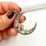 Load image into Gallery viewer, DP104. Diamond Sterling Silver Moon Pendant with Polki Diamond