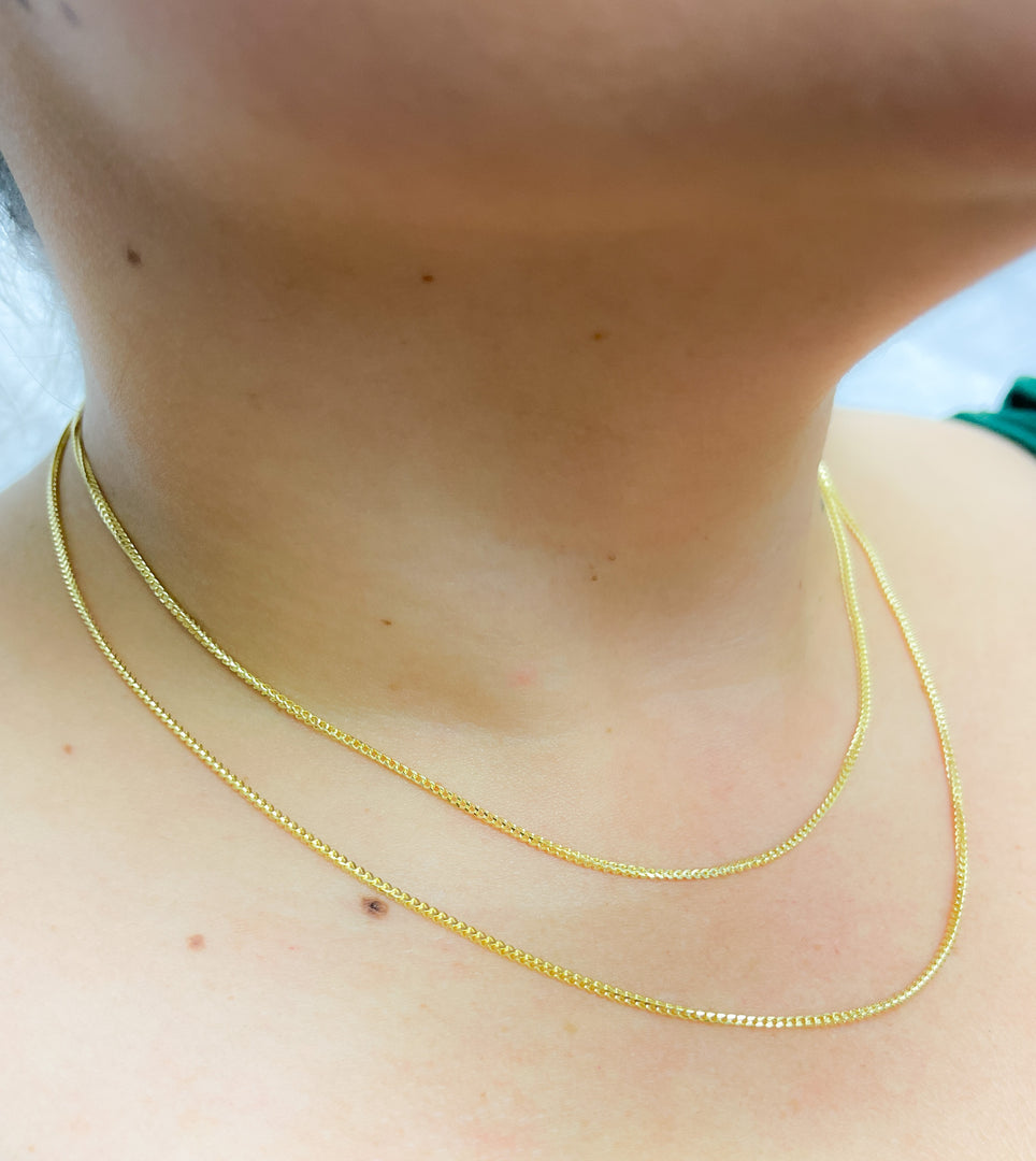 14K Solid Gold Wheat Chain