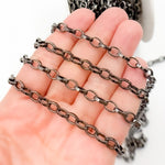 Load image into Gallery viewer, Buy Black Rhodium Sterling Silver Flat Oval Link Chain