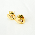 Load image into Gallery viewer, EFD52828. 14k Solid Gold Diamond Heart Stud Earrings