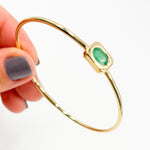 Load image into Gallery viewer, 14K Gold Emerald Bangle