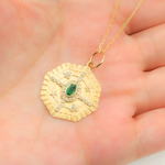 Load image into Gallery viewer, 14K Solid Gold Octagon Charm with Diamond and Gemstone. GDP566