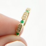Load image into Gallery viewer, 14K Solid Gold Diamond & Emerald Ring.
