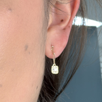 Load image into Gallery viewer, EFD52663. 14k Solid Gold Diamond Baguette Rectangle Paperclip Dangle Earrings