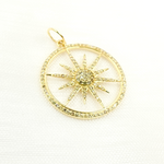 Load image into Gallery viewer, GDP430. 14K Solid Gold Diamond Circle & Star Charm