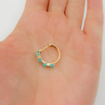 Load image into Gallery viewer, 14K Solid Gold Diamonds and Turquoise Hoop