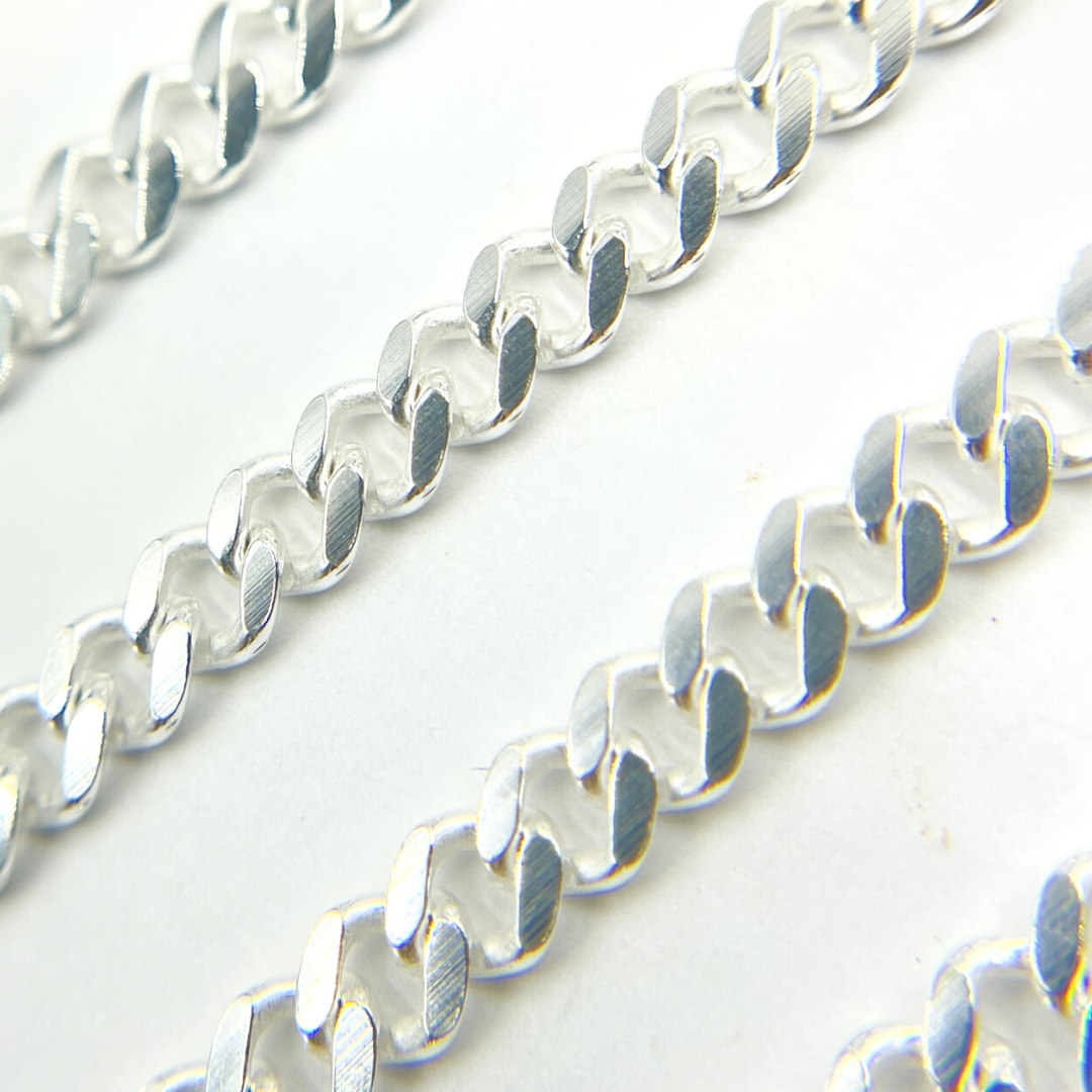 Z80SS. 925 Sterling Silver Flat Curb Chain