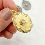 Load image into Gallery viewer, DP253. Diamond & Sterling Silver Oval Pendant with Gemstone