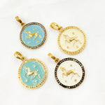 Load image into Gallery viewer, Diamond Sterling Silver Round Aries Zodiac Enamel Pendant
