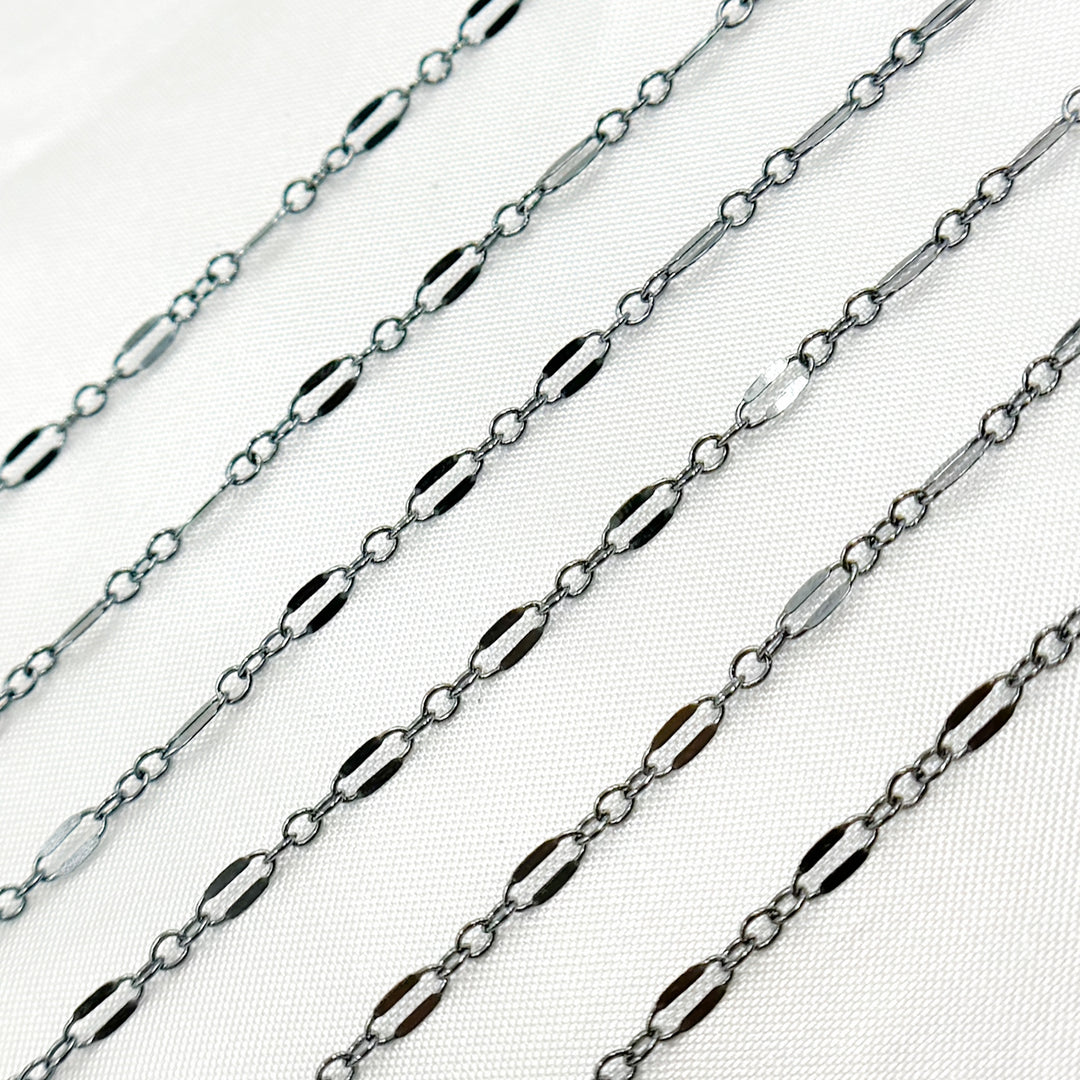 Buy Now Black Rhodium Sterling Silver Flat Marina Chain
