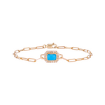 Load image into Gallery viewer, 14K Solid Gold Diamond and Turquoise Bracelet