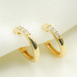 Load image into Gallery viewer, EHA56862. 14K Yellow Gold Diamond Huggie Hoop Earrings
