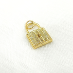 Load image into Gallery viewer, 14K Solid Gold Diamond Lock Charm. GDP465