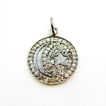 Load image into Gallery viewer, DC425. Diamond Sterling Silver Round Moon and Star Charm